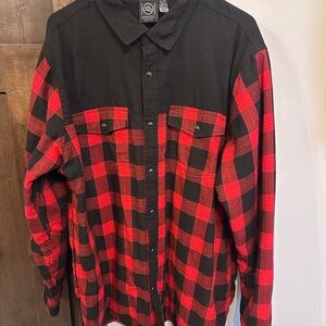 Stormtech Performance Red & Black Plaid Fleece-Lined Flannel Shirt Jacket XL